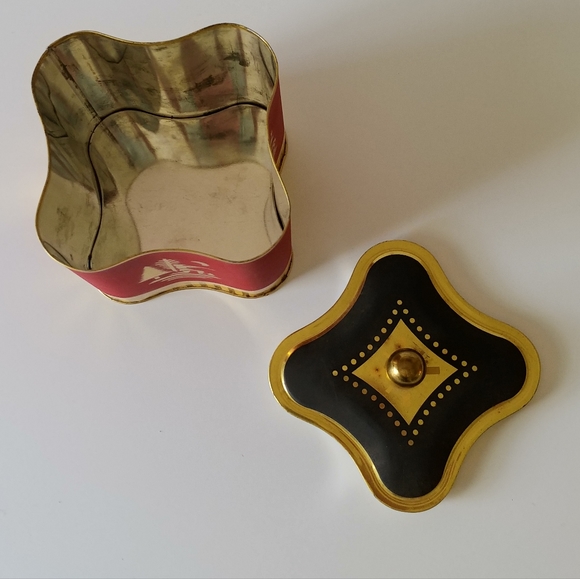 Fancy Christmas Tin Box Storage Home Decor Black Red Gold - Picture 6 of 8